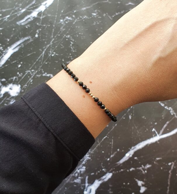 Dainty Black Obsidian Crystal Bracelet