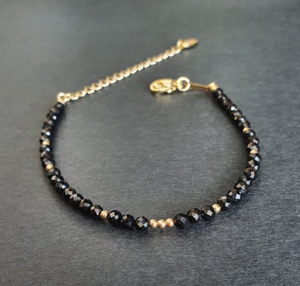 Dainty Black Obsidian Crystal Bracelet - Image 2