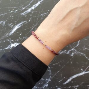 Dainty Garnet & Amethyst Crystal Bracelet